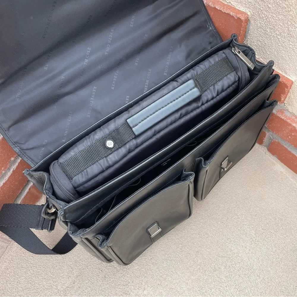 Kenneth Cole New York Large Vegan Briefcase with Laptop sleeve in Black